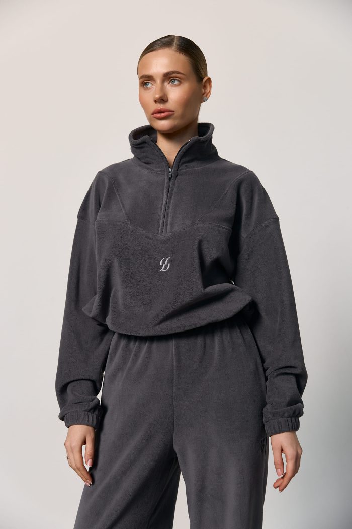 Кофта стійка з полар-флісу жіноча графіт Фото - 1