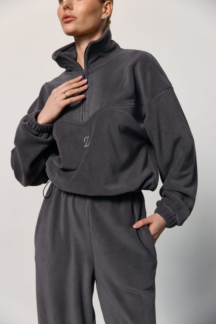 Кофта стійка з полар-флісу жіноча графіт Фото - 3