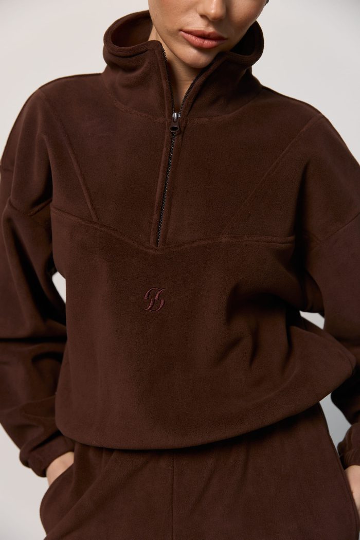 Кофта стійка з полар-флісу жіноча шоколад Фото - 2