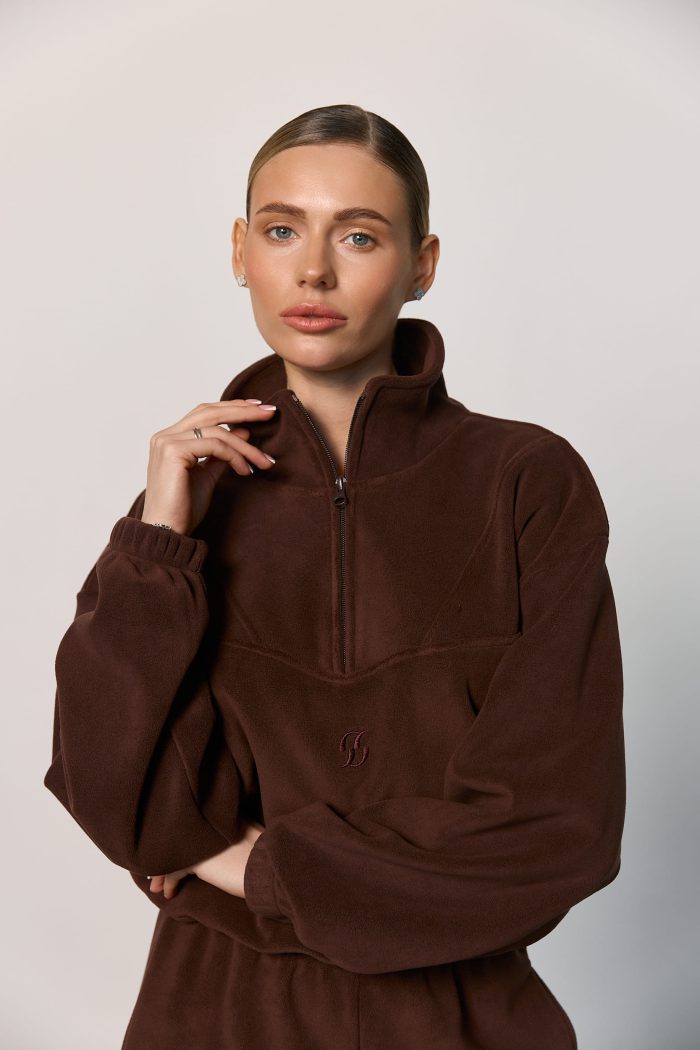 Кофта стійка з полар-флісу жіноча шоколад Фото - 3