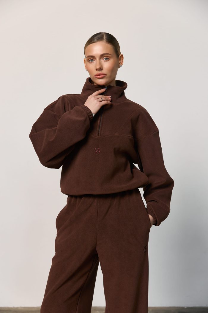 Кофта стійка з полар-флісу жіноча шоколад Фото - 1