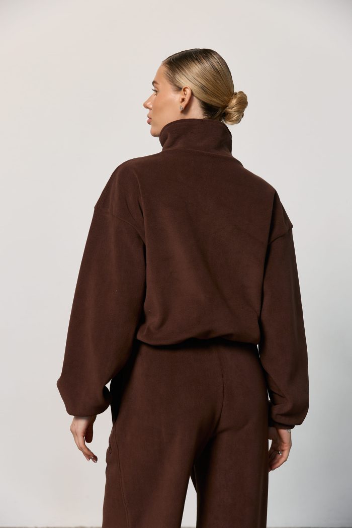 Кофта стійка з полар-флісу жіноча шоколад Фото - 5