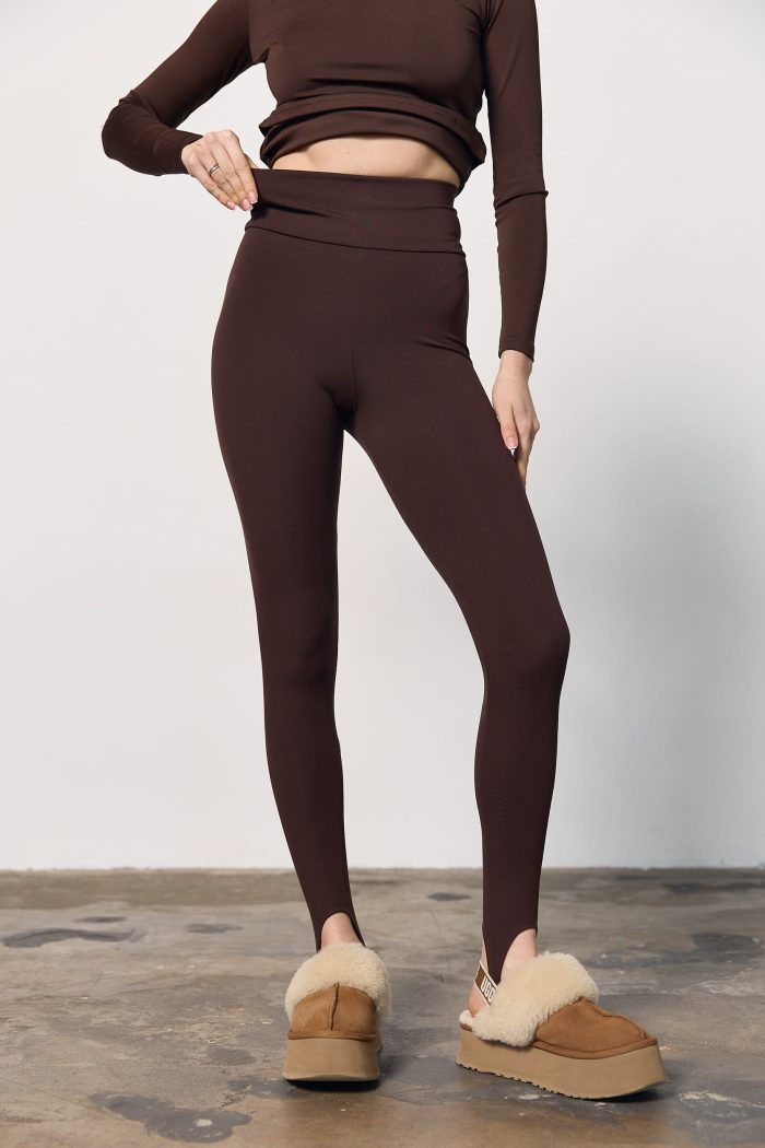 Лосини утеплені зі штрипками шоколад Фото - 4