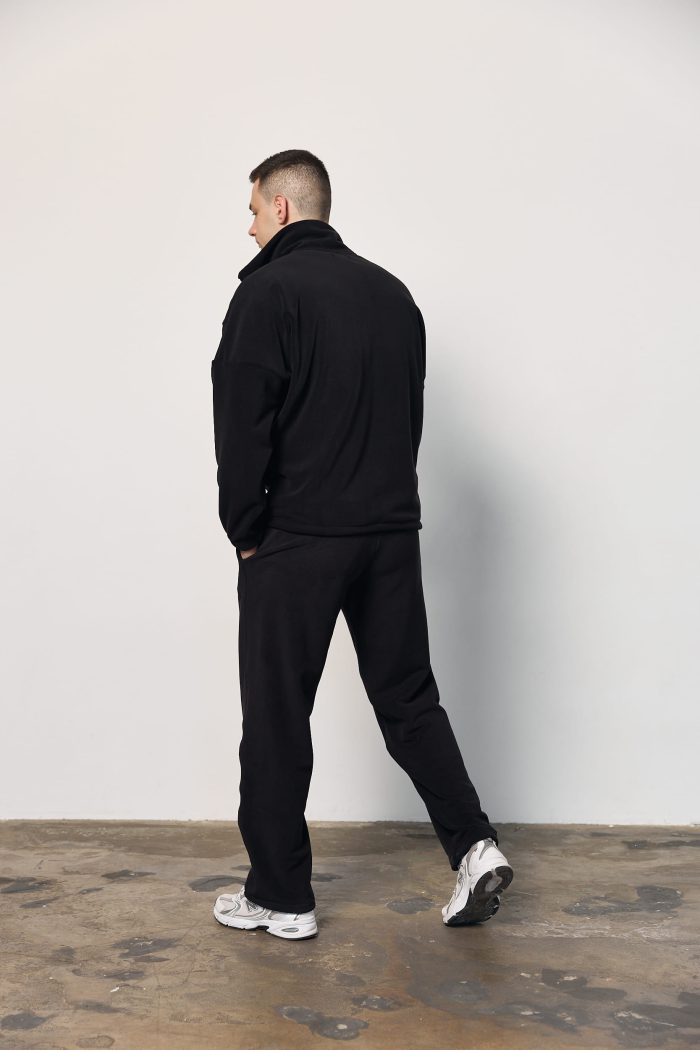 Кофта на блискавці з полар-флісу чоловіча чорна Фото - 5