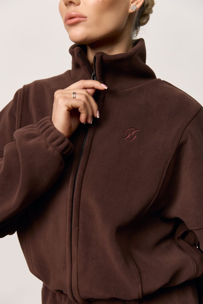 Кофта на блискавці з полар-флісу жіноча шоколад Фото - 2