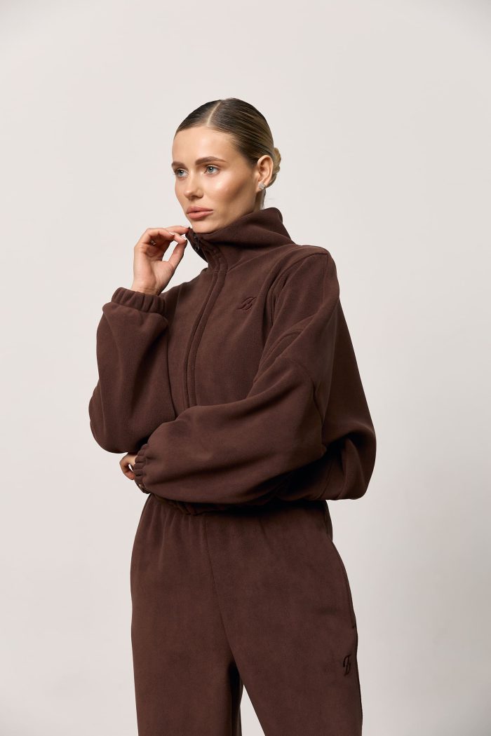 Кофта на блискавці з полар-флісу жіноча шоколад Фото - 1