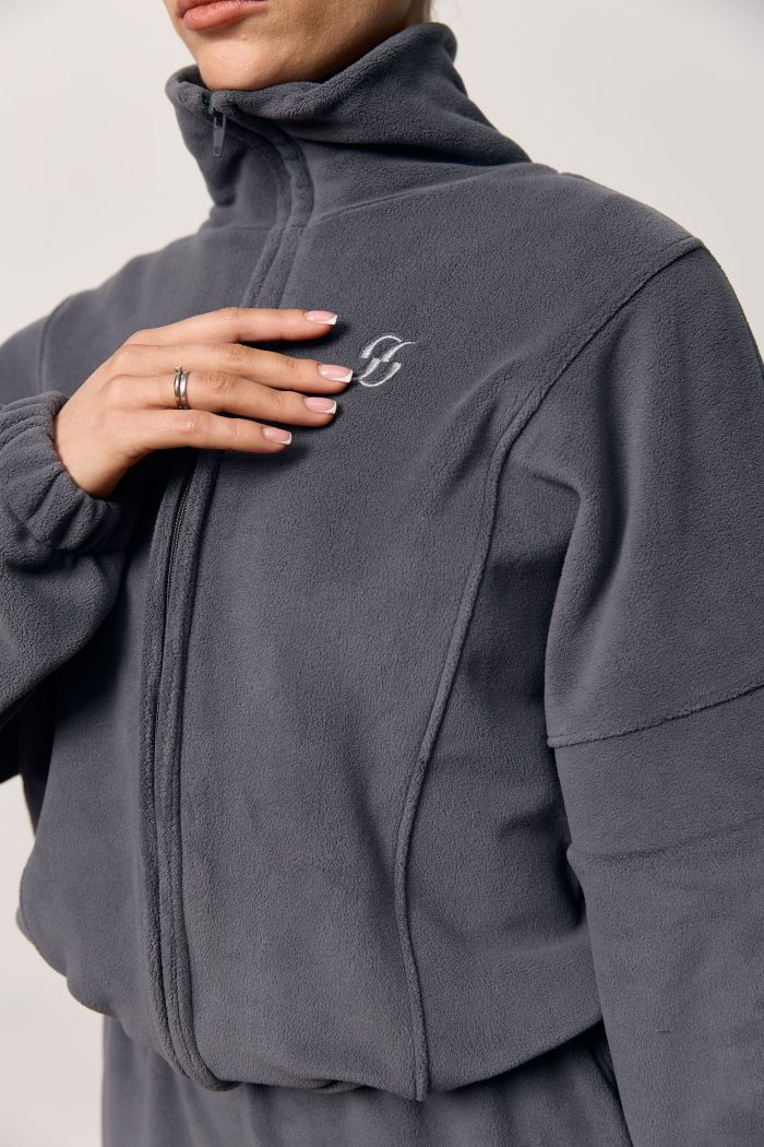 Кофта на блискавці з полар-флісу жіноча графіт Фото - 2