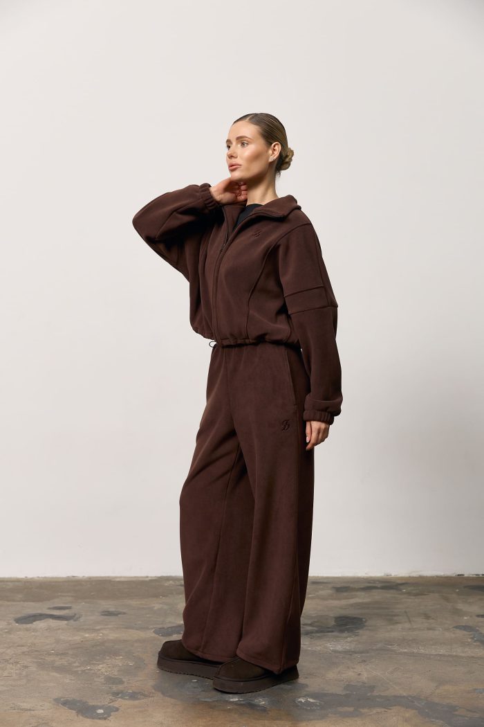 Кофта на блискавці з полар-флісу жіноча шоколад Фото - 5