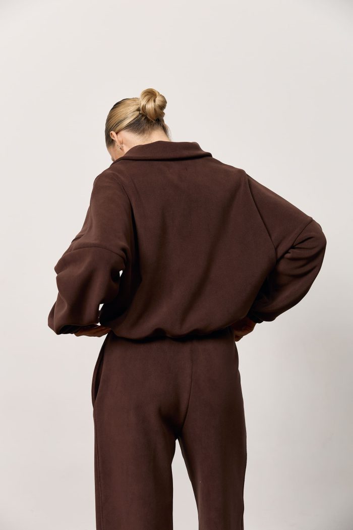 Кофта на блискавці з полар-флісу жіноча шоколад Фото - 4