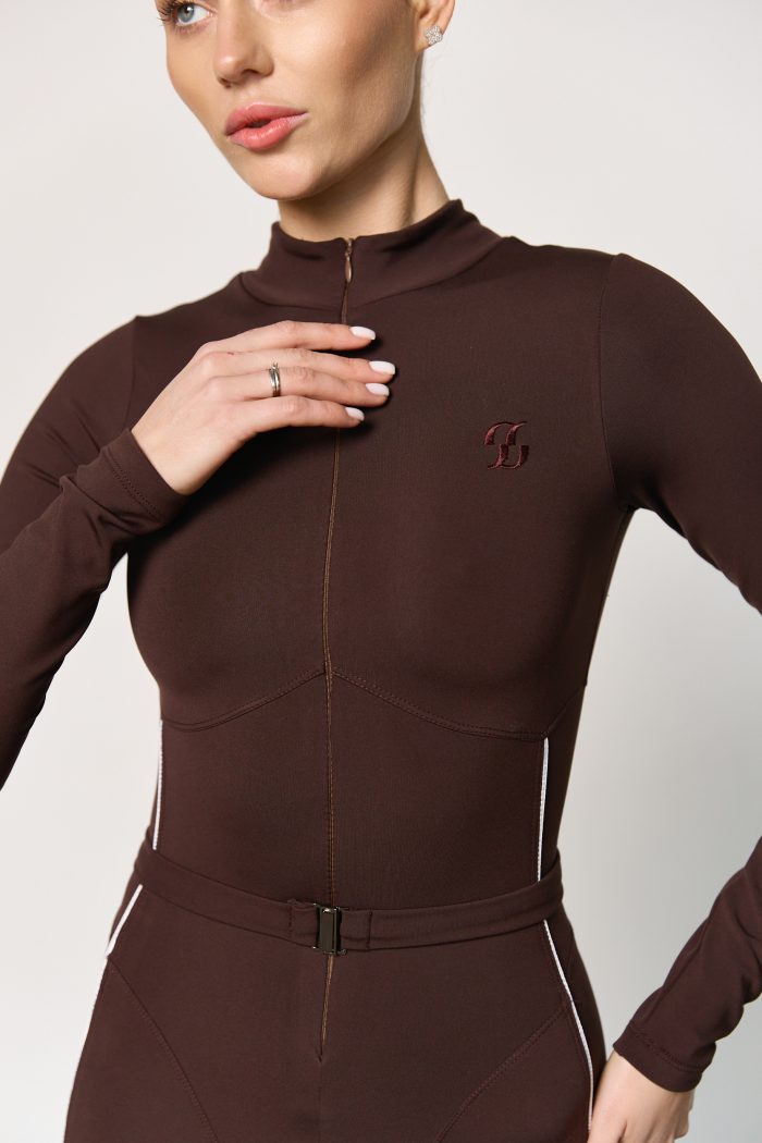 Комбінезон з поясом жіночий шоколад Фото - 5