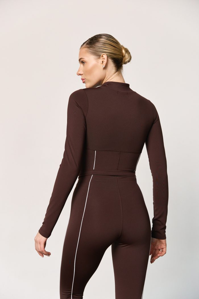Комбінезон з поясом жіночий шоколад Фото - 4