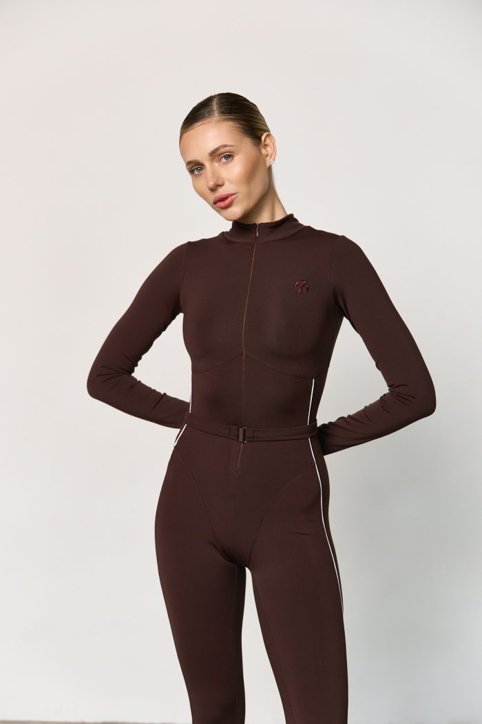 Комбінезон з поясом жіночий шоколад Фото - 2