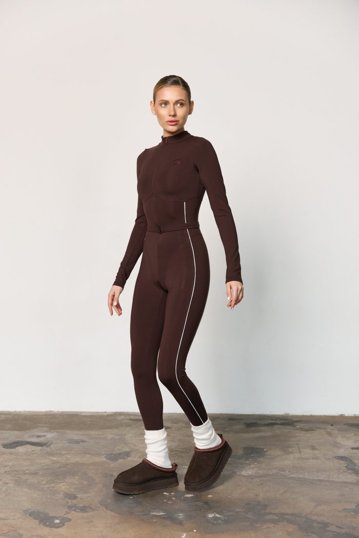 IMG_8520 Комбінезон з поясом жіночий шоколад Фото - 1