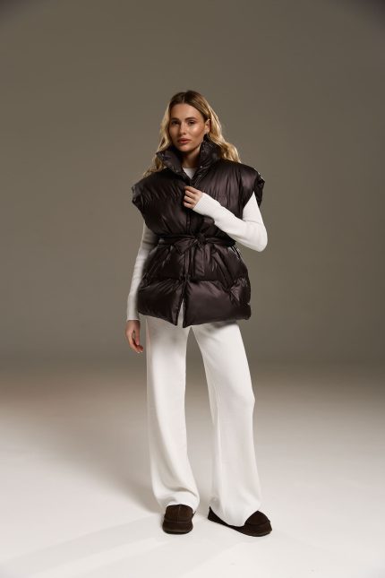 Жилетка NEW з поясом жіноча шоколад