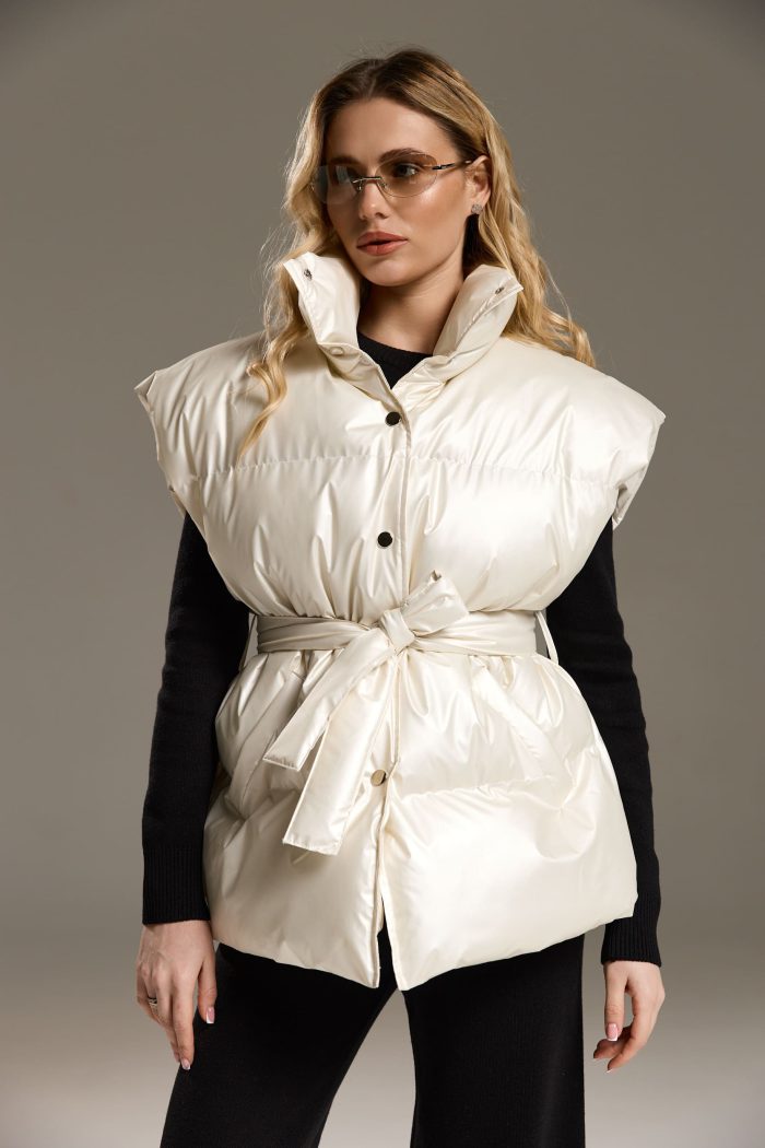 IMG_0220 Жилетка NEW з поясом жіноча молочна Фото - 1