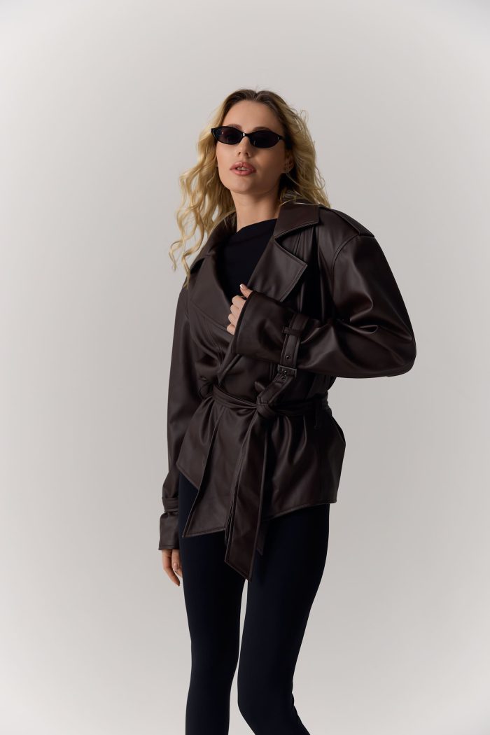 IMG_0520 Куртка з еко-шкіри жіноча шоколад Фото - 5