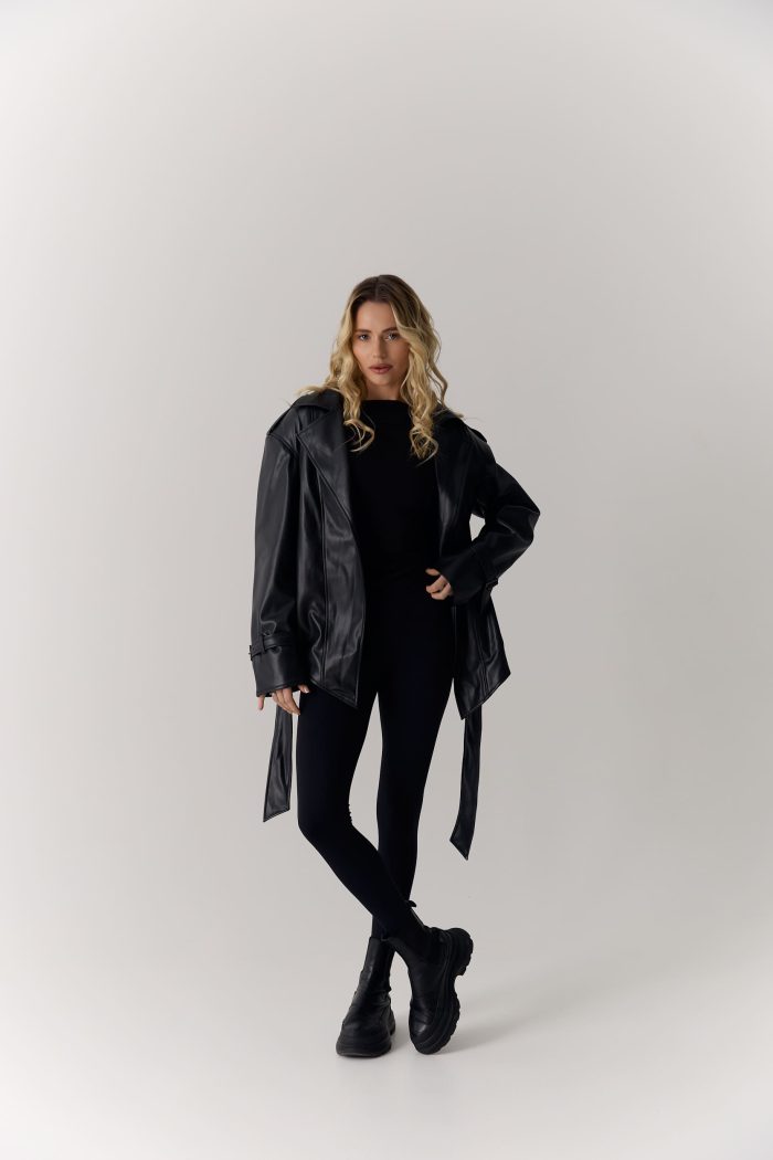 Куртка з еко-шкіри жіноча чорна Фото - 4