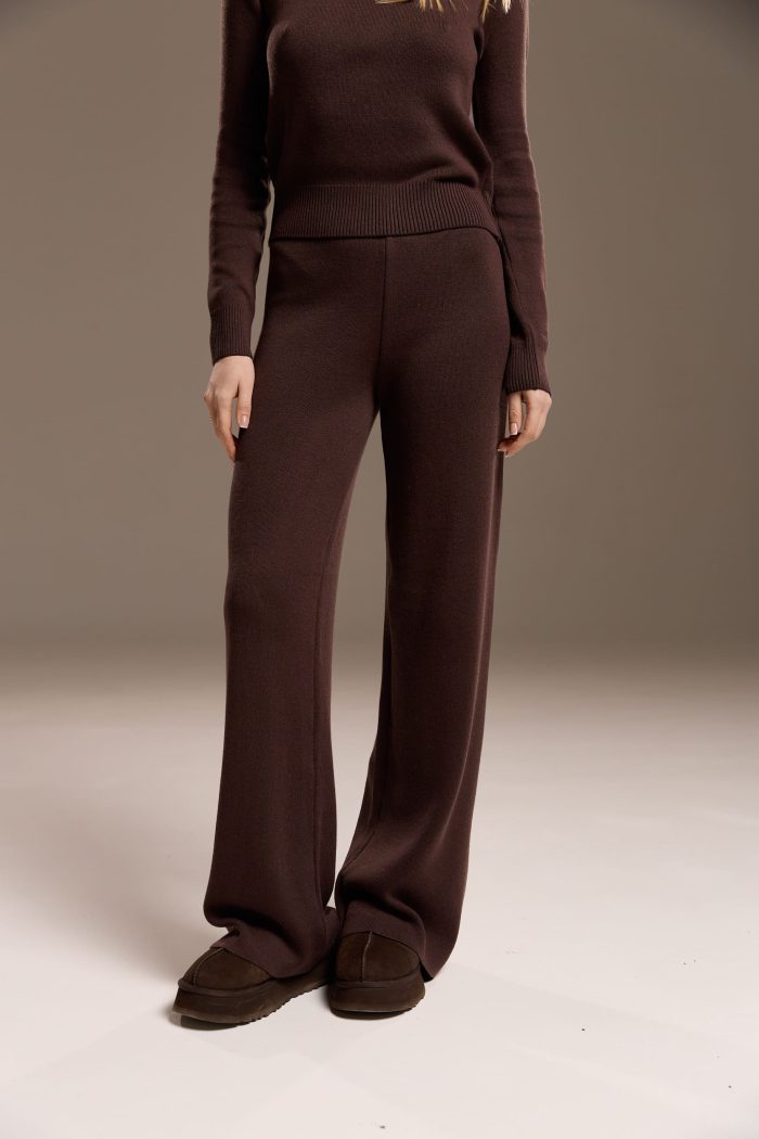 Костюм вʼязаний зі штанами шоколад Фото - 4