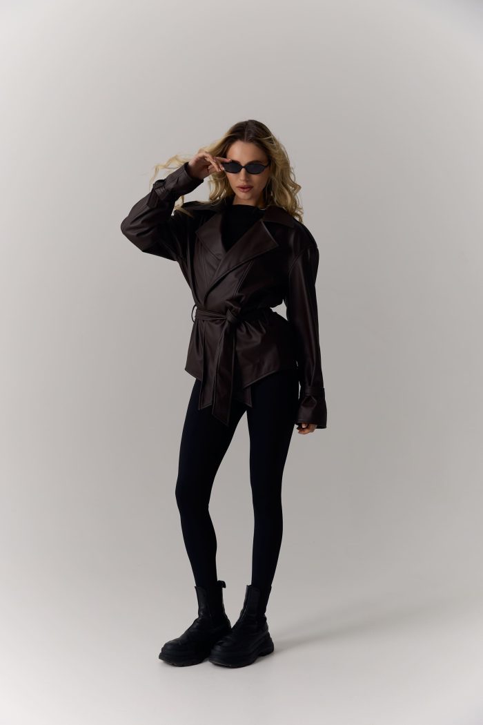 IMG_0689 Куртка з еко-шкіри жіноча шоколад Фото - 1