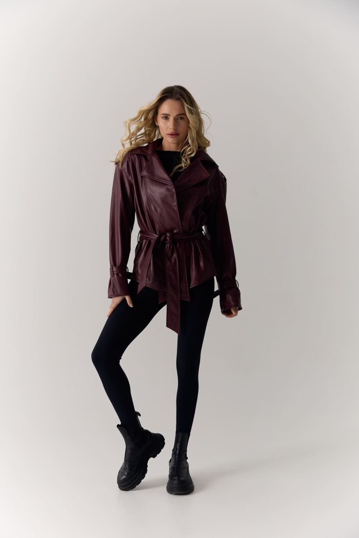 IMG_0763 Куртка з еко-шкіри жіноча бордо Фото - 5