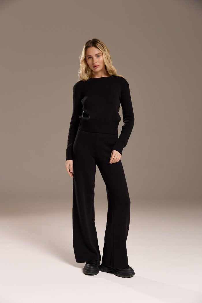 IMG_0788 Костюм вʼязаний зі штанами чорний Фото - 1