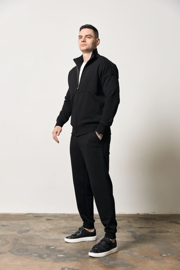 Костюм бомбер чоловічий без флісу чорний Фото - 1