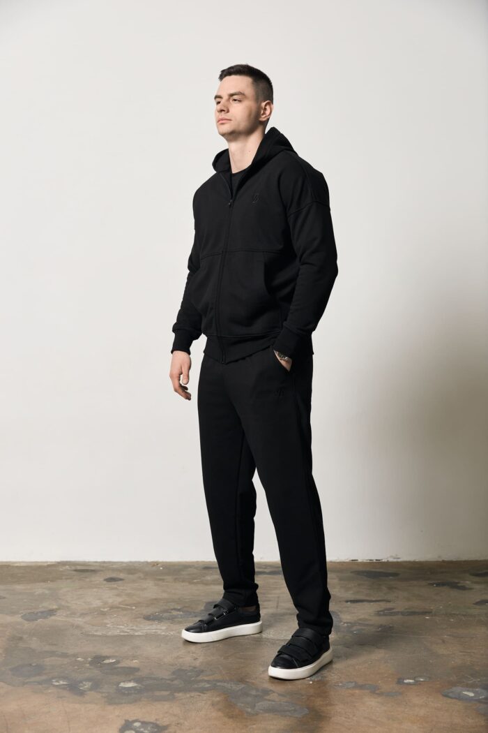 IMG_0972 Костюм на блискавці без флісу чоловічий чорний Фото - 1