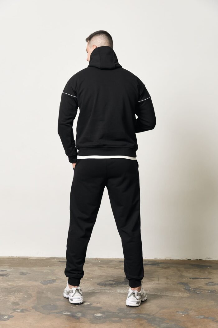 Костюм реглан лампас без флісу чоловічий чорний Фото - 4