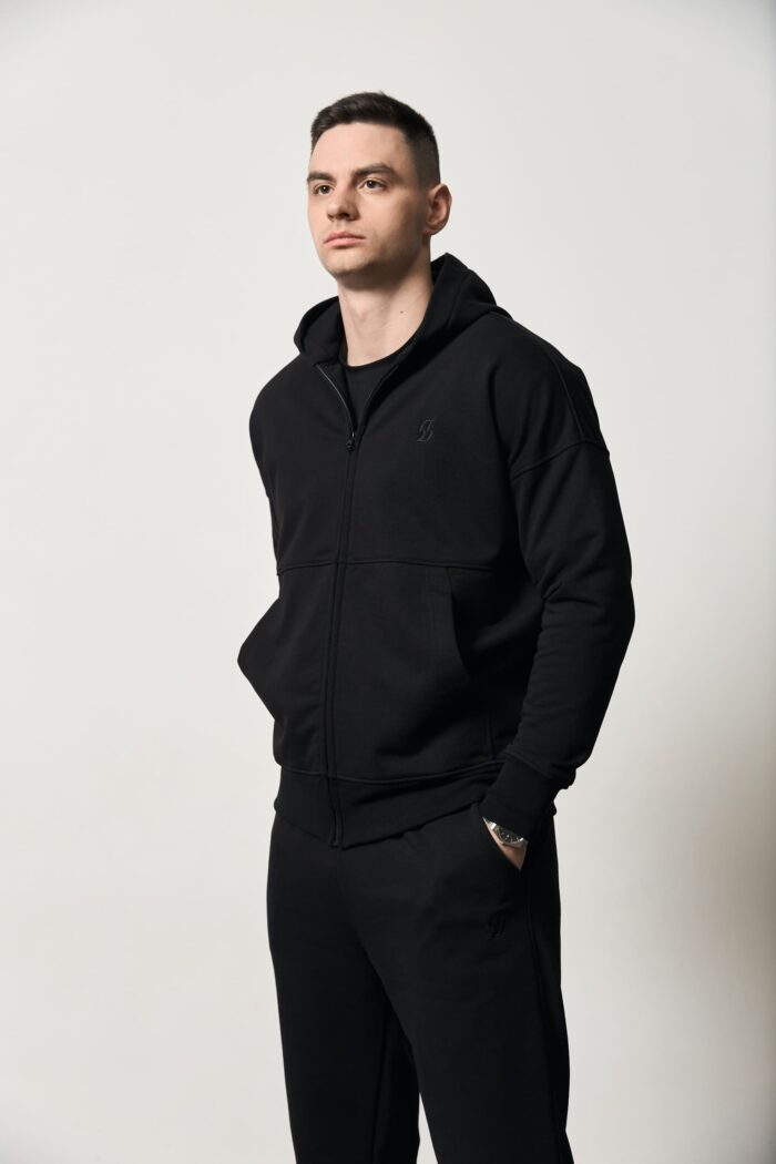 IMG_1039 Костюм на блискавці без флісу чоловічий чорний Фото - 3