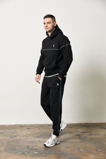 Костюм реглан лампас без флісу чоловічий чорний