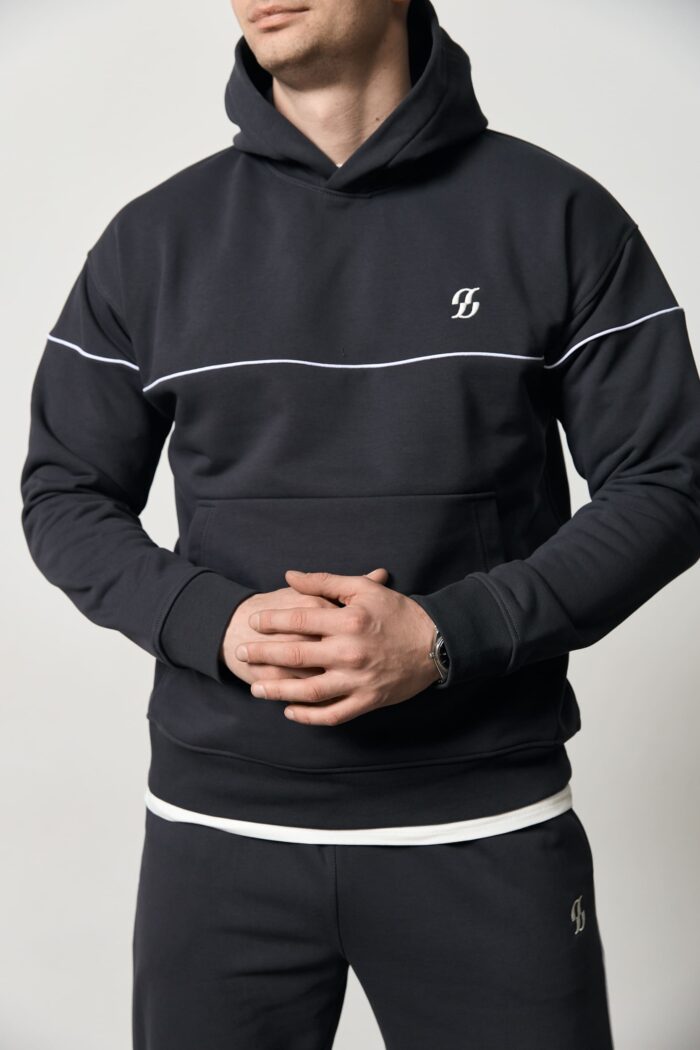 Костюм реглан лампас без флісу чоловічий графіт Фото - 5