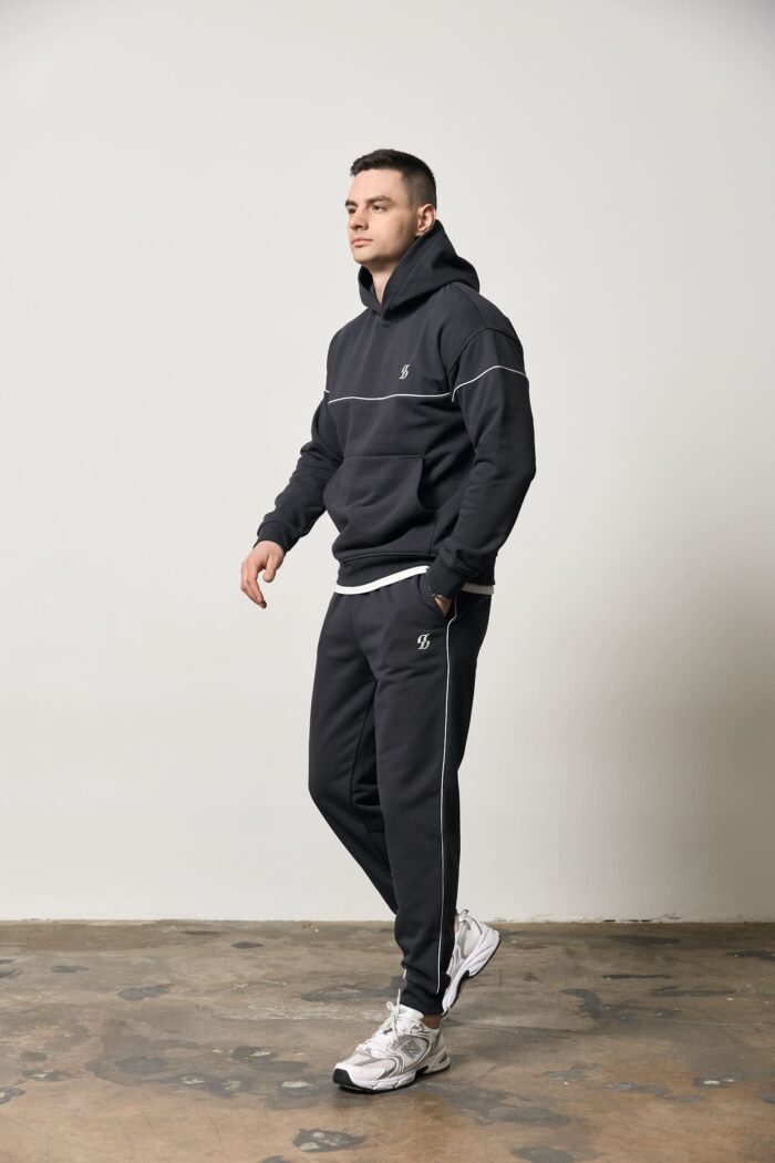 IMG_1096 Костюм реглан лампас без флісу чоловічий графіт Фото - 1