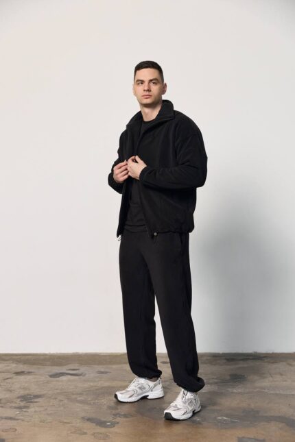 Костюм полар-фліс на блискавці чоловічий чорний