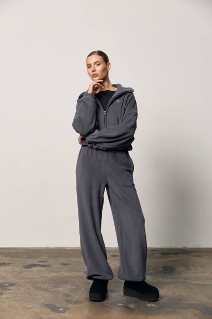 Костюм полар-фліс на блискавці жіночий графіт