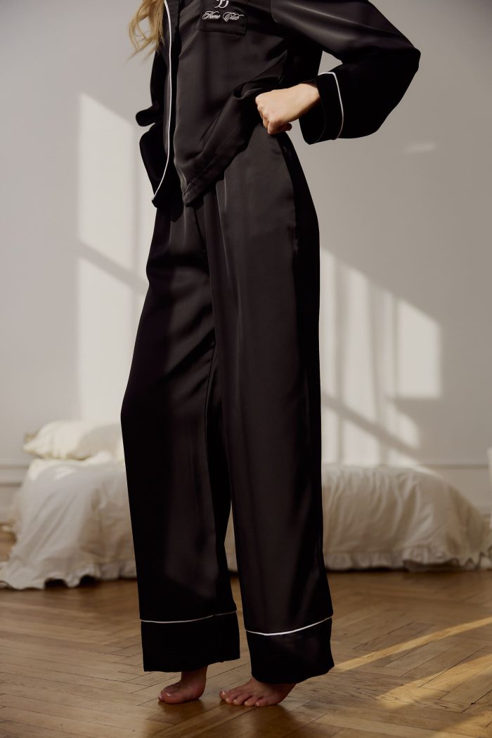 IMG_9193 Піжама з сатину жіноча чорна Фото - 2