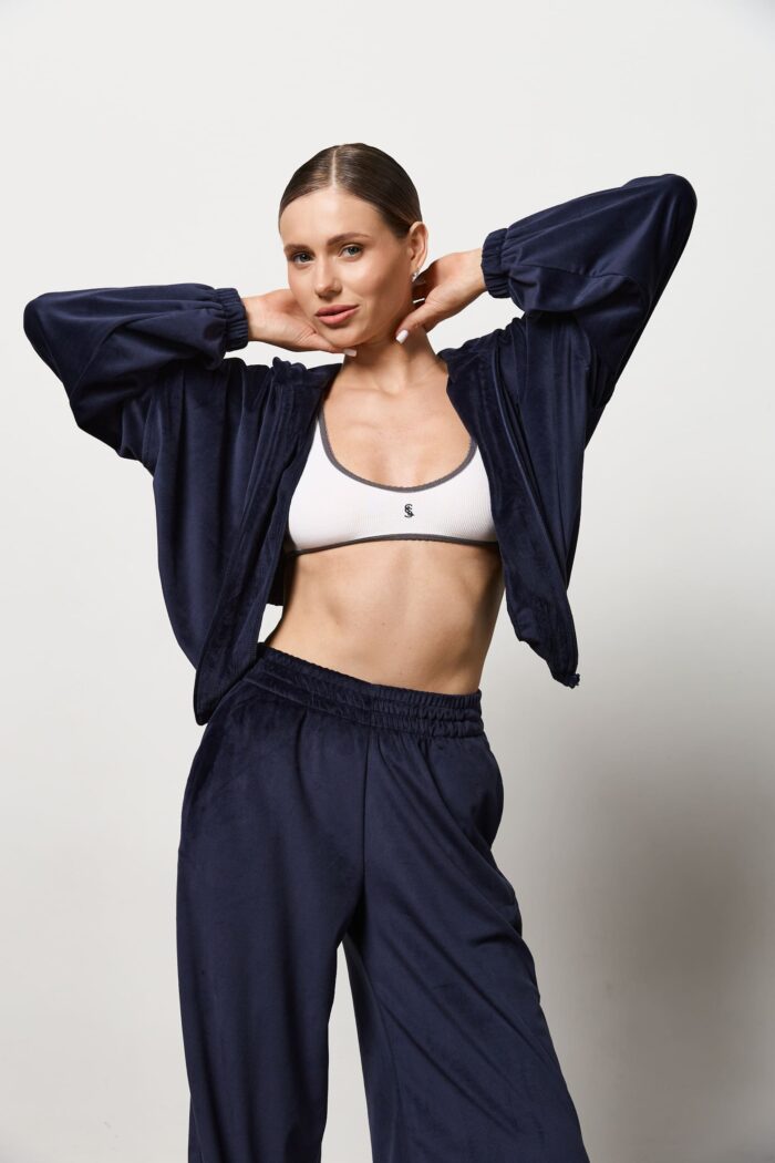 IMG_1220 Костюм велюр жіночий темно-синій Фото - 4