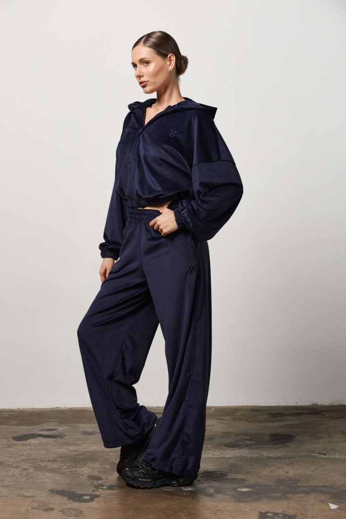 Костюм велюр жіночий темно-синій Фото - 5