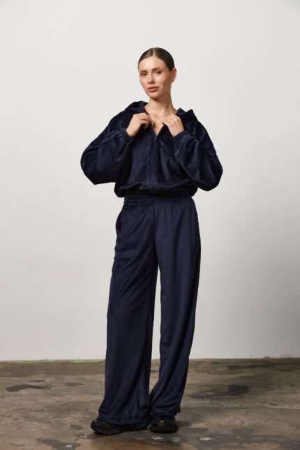 Костюм велюр жіночий темно-синій