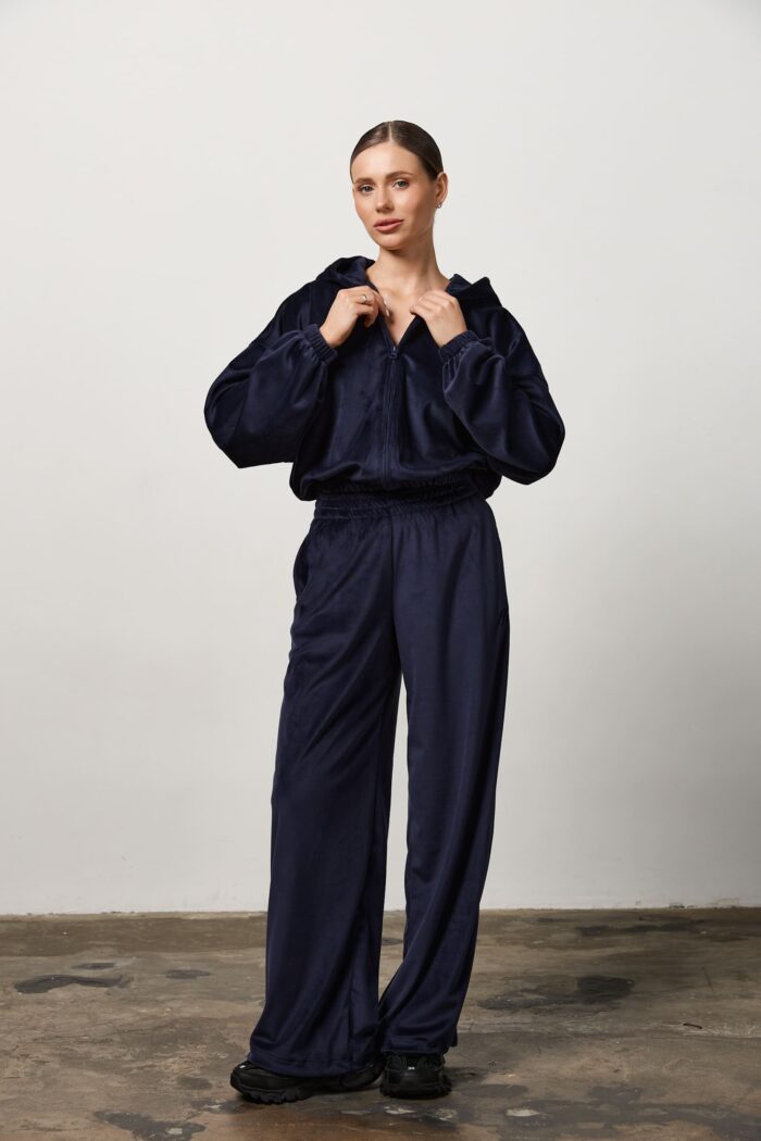 IMG_1350 Костюм велюр жіночий темно-синій Фото - 1