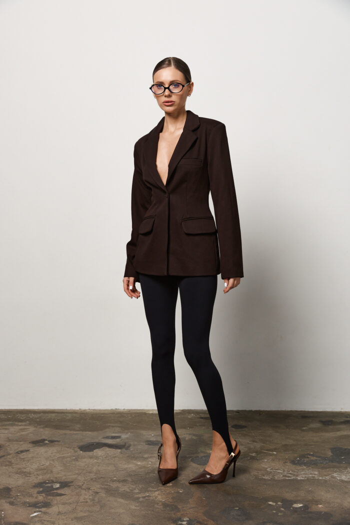 Жакет приталений жіночий шоколад Фото - 1