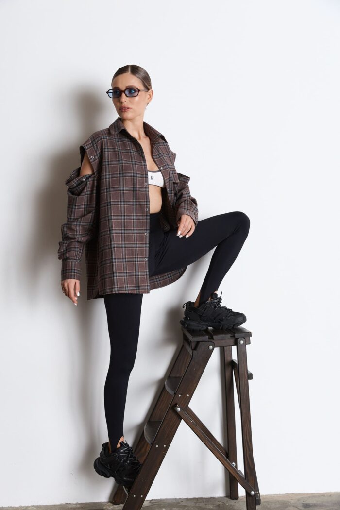 Сорочка зі знімними рукавами шоколад Фото - 4