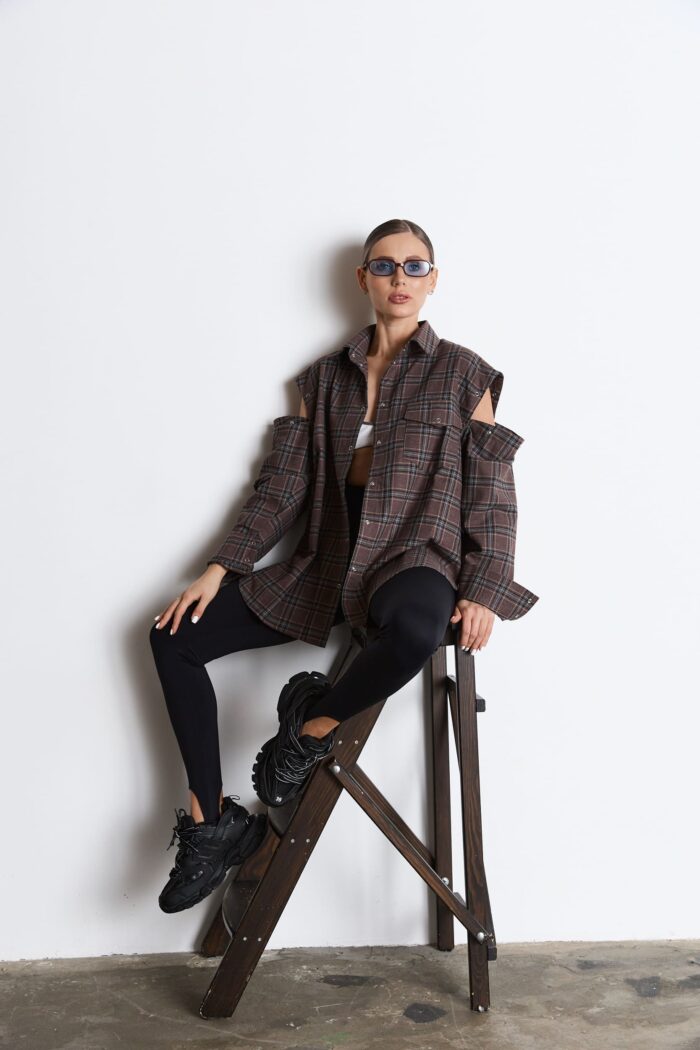 IMG_1540 Сорочка зі знімними рукавами шоколад Фото - 5