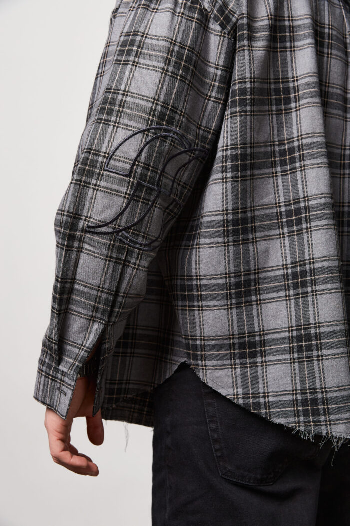 IMG_2203 Сорочка чоловіча у клітинку з необробленим краєм графіт Фото - 2