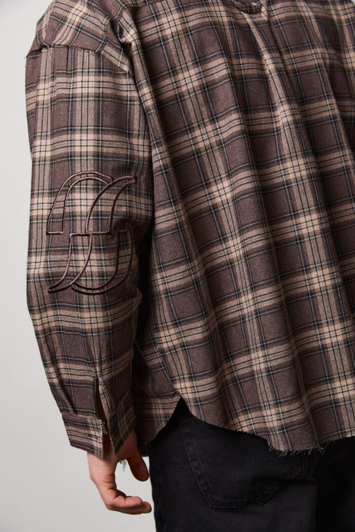 IMG_2373 Сорочка чоловіча у клітинку з необробленим краєм шоколад Фото - 2