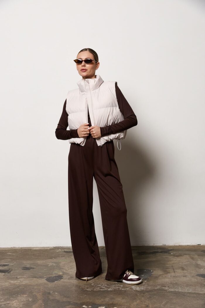 Жилет жіночий вкорочений бежевий Фото - 4