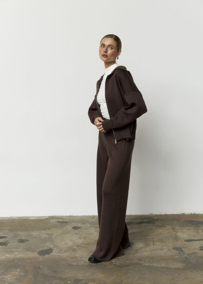 IMG_3404 Костюм в’язаний з капюшоном жіночий шоколад Фото - 5