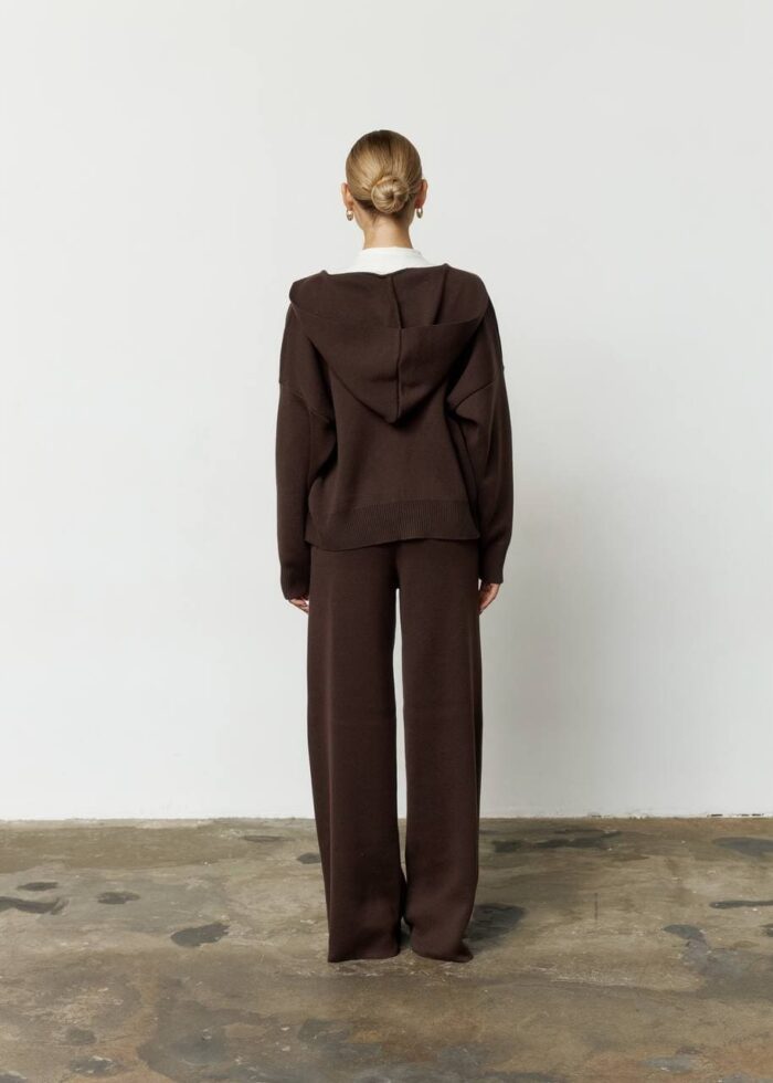 Костюм в’язаний з капюшоном жіночий шоколад Фото - 4