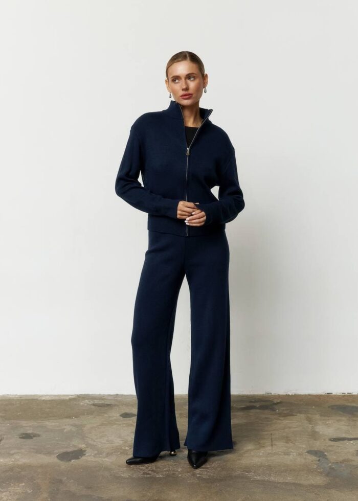 IMG_3454 Костюм вʼязаний на блискавці жіночий синій Фото - 5