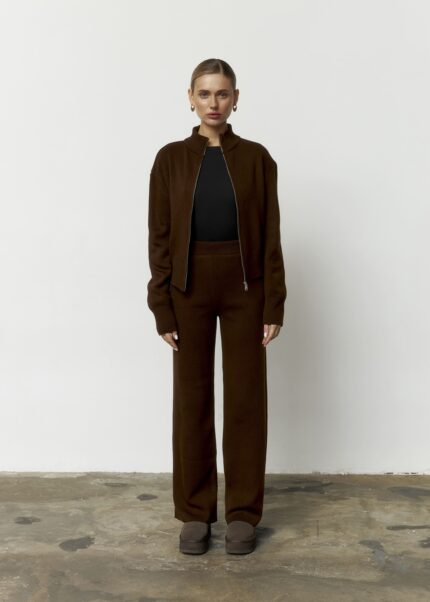 Костюм вʼязаний на блискавці жіночий шоколад