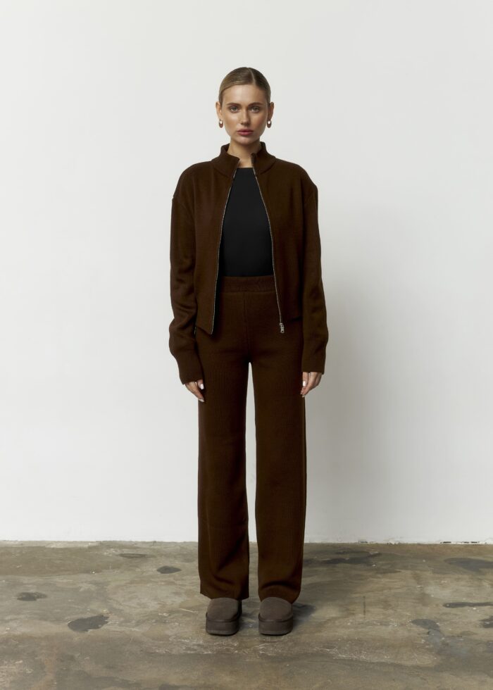 Костюм вʼязаний на блискавці жіночий шоколад Фото - 1